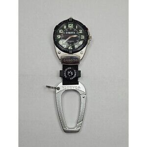 Dakota Quartz Clip Carabiner Watch Compass Black Dial Luminous 100ft New Battery